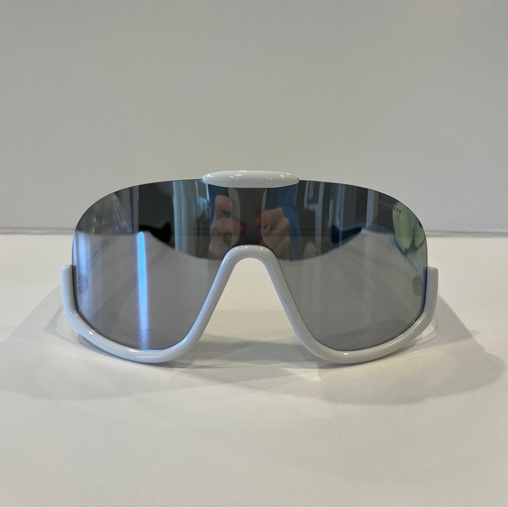MONCLER “Visseur” ML 0230 white shield sunglasses, 100% AUTHENTIC, NE…